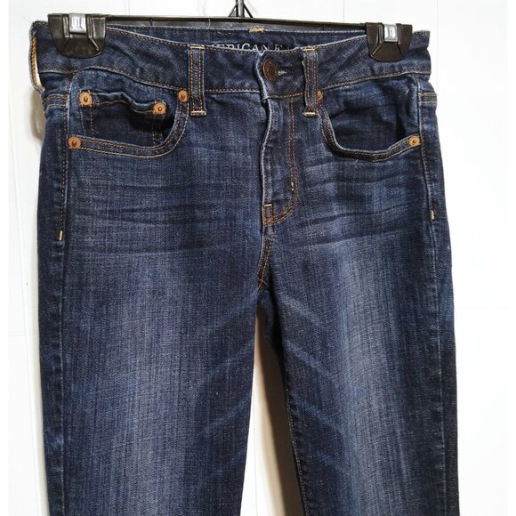 AE American Eagle High Rise Skinny Stretch Size 2 xlong - 27W 33L Denim Jeans - Picture 3 of 9